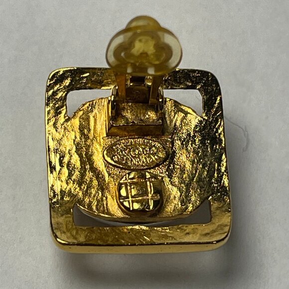 Chanel Vintage 24K Gold Plated and Silver Square Bead Clip-On Earrings- Preowned - Picture 9 of 12